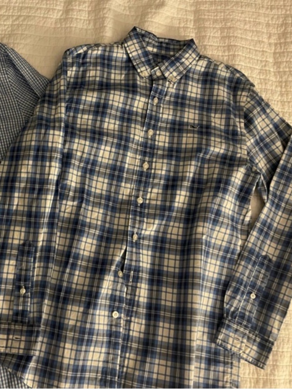 Vineyard Vines Boy’s Blue Plaid Button-Down Shirt L Size 16